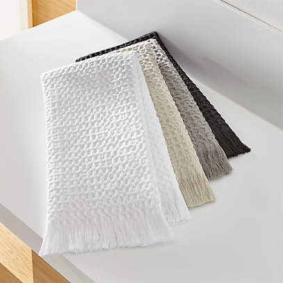 Waffle Weave Fringe Hand Towel - White
