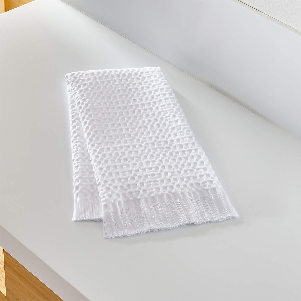 White Waffle Weave Fringe Towel