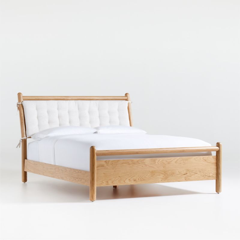 Solano Queen Wood Bed with Headboard Cushion