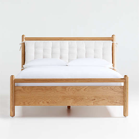 Solano Queen Wood Bed with Headboard Cushion