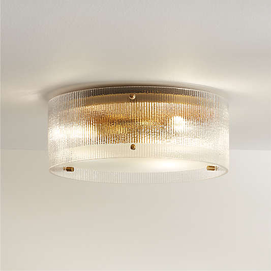 Soleil Fluted Glass Flush-Mount Light 15"