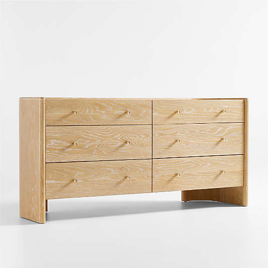 Soleri Cerused Natural Oak Wood 6-Drawer Dresser