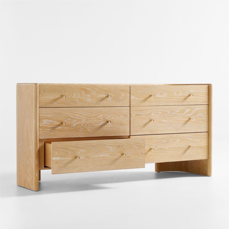 Soleri Cerused Natural Oak Wood 6-Drawer Dresser - image 5 of 8