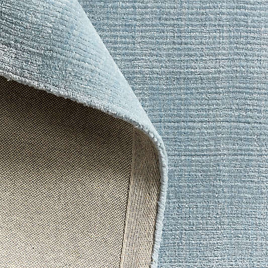 Solid Double Stripe Light Blue Kids Performance Area Rug