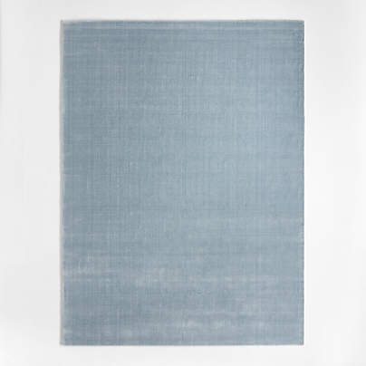 Solid Double Stripe Light Blue Kids Performance Area Rug 5'x8'