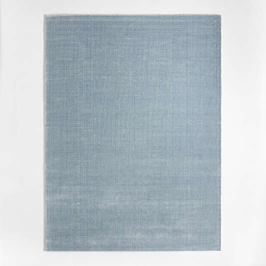 Solid Double Stripe Light Blue Kids Performance Area Rug