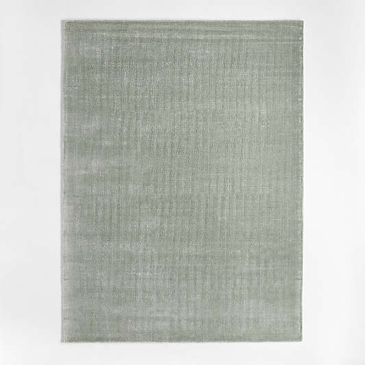 Solid Double Stripe Light Green Kids Performance Area Rug 5'x8'