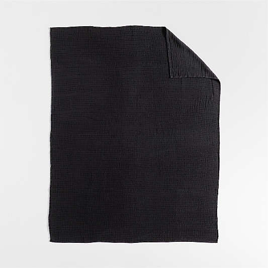 Solid Gauze 70"x55" Ink Black Throw Blanket