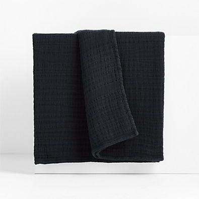 View Solid Gauze 70"x55" Ink Black Throw Blanket details