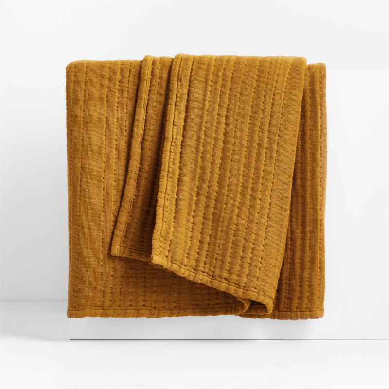 Solid Gauze 70 x55 Marseilles Brown Throw Blanket Crate Barrel