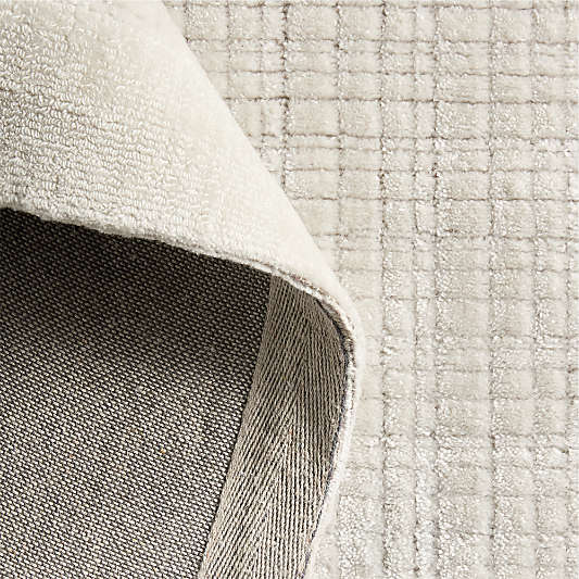 Solid Grid Ivory Kids Performance Area Rug
