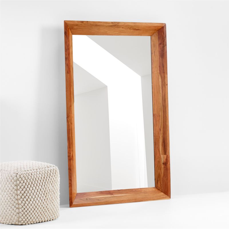 Solomon Acacia Wood Floor Mirror + Reviews | Crate & Barrel