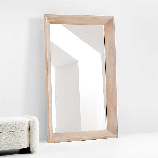 Solomon Whitewashed Wood Floor Mirror 47"x75"