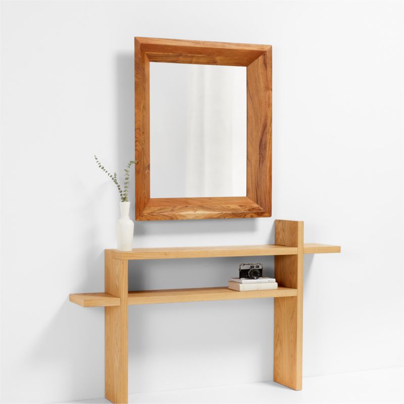 Solomon Rectangular Acacia Wood Wall Mirror - image 2 of 7