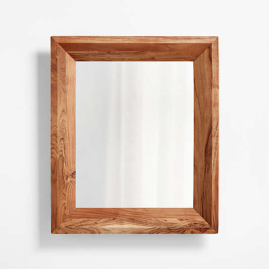 Solomon Rectangular Acacia Wood Wall Mirror