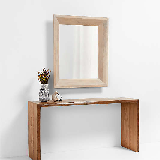 Solomon Rectangular Whitewashed Wood Wall Mirror 34"x40"