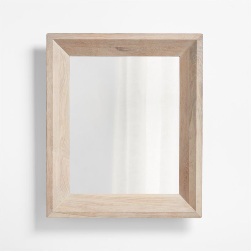 Solomon Rectangular Whitewashed Wood Wall Mirror 34"x40" - image 0 of 6