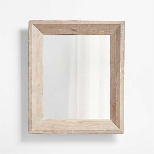 Solomon Rectangular Whitewashed Wood Wall Mirror 34"x40"