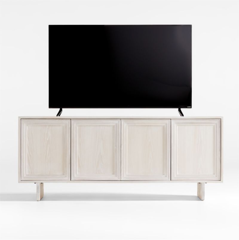 Somerset 68" Whitewashed Ash Wood Storage Media Console