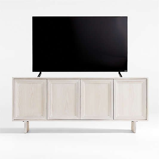 Somerset 68" Whitewashed Ash Wood Storage Media Console
