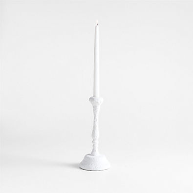 View Sonara White Metal Taper Candle Holder 11" details