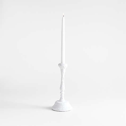 Sonara White Metal Taper Candle Holder 11"