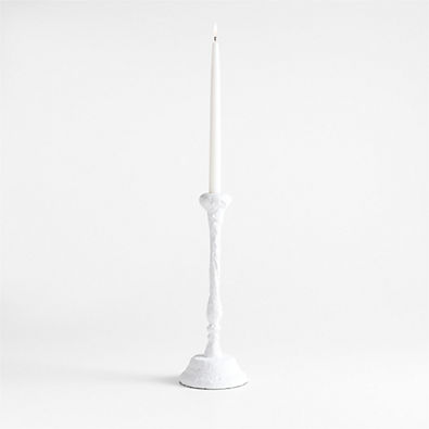 View Sonara White Metal Taper Candle Holder 14" details