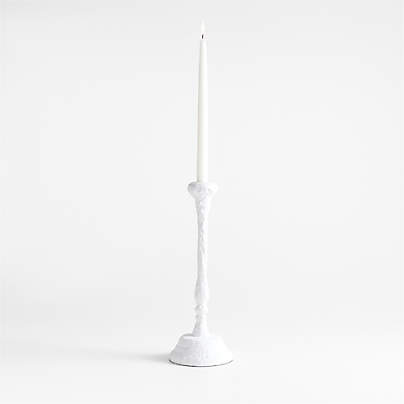 Sonara White Metal Taper Candle Holder 14"