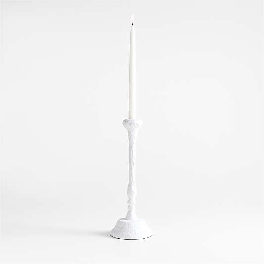 Sonara White Metal Taper Candle Holder 14"