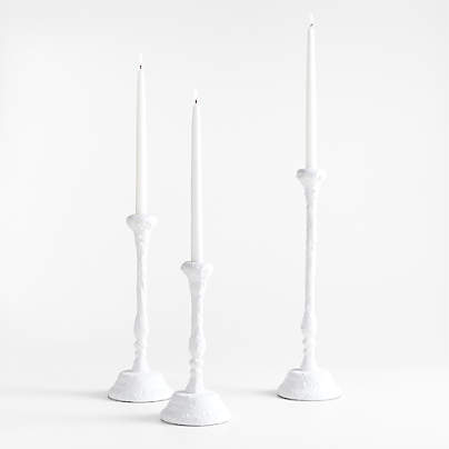 Sonara White Metal Taper Candle Holders