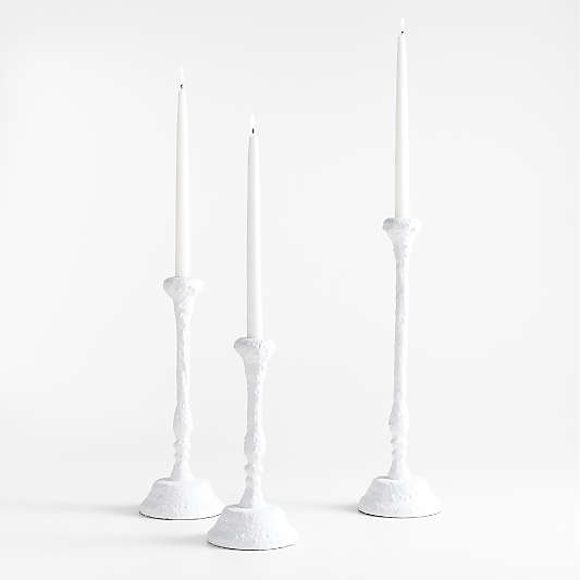 Sonara White Metal Taper Candle Holder 11"