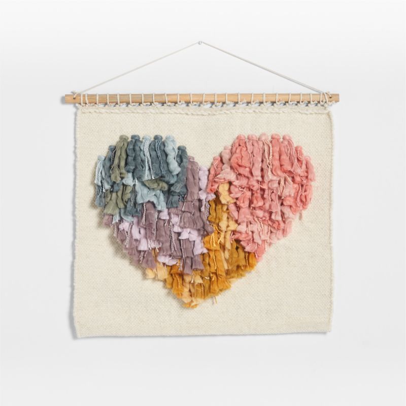 Sonnet Shaggy Heart Cotton and Wool  Handwoven Wall Tapestry - image 0 of 6