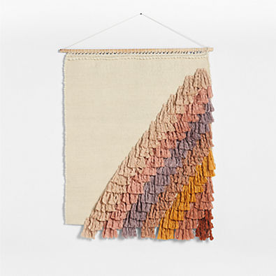 View Sonnet Shaggy Rainbow Cotton and Wool Handwoven Wall Tapestry details