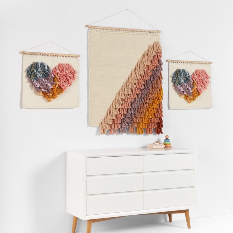 Sonnet Shaggy Heart Cotton and Wool  Handwoven Wall Tapestry - image 4 of 6