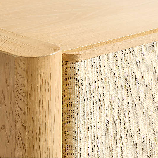 Sonoran 72" White Oak and Grasscloth Storage Media Console