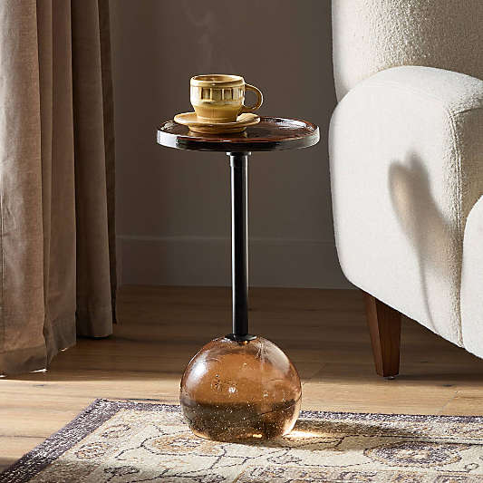 Soren Smokey Brown Cast Glass 10" Drink Table