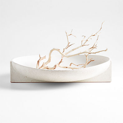 View Soren White Ceramic Decorative Bowl 16" details