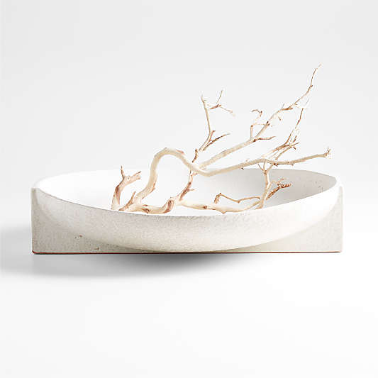 Soren White Ceramic Decorative Bowl 16"