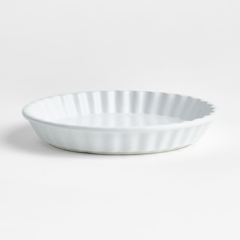 Sorrento White Ceramic Quiche Dish + Reviews Crate & Barrel