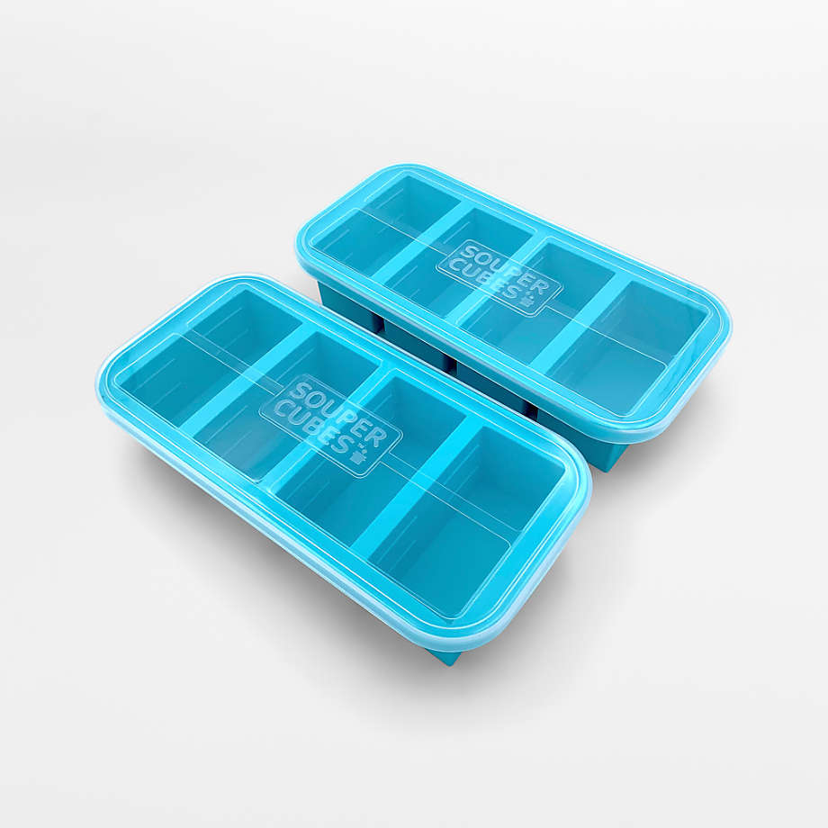 Silicone Freezer Tray Soup 4 Cubes Food Freezing Container Molds With Lid  Frozen Packaging Box