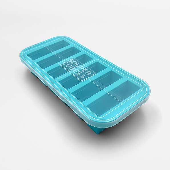  Freezer Food Trays Cubes - Stock Storage Freeze Cup Cubes with  Leakproof Lids 6 piece (3 Trays + 3 Lids) - Freezer Portion Containers -  Soup Meal Ice Cube Portion Trays