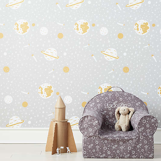 Chasing Paper Grey Space Odyssey Kids Peel & Stick Removable Wallpaper 2'x12'