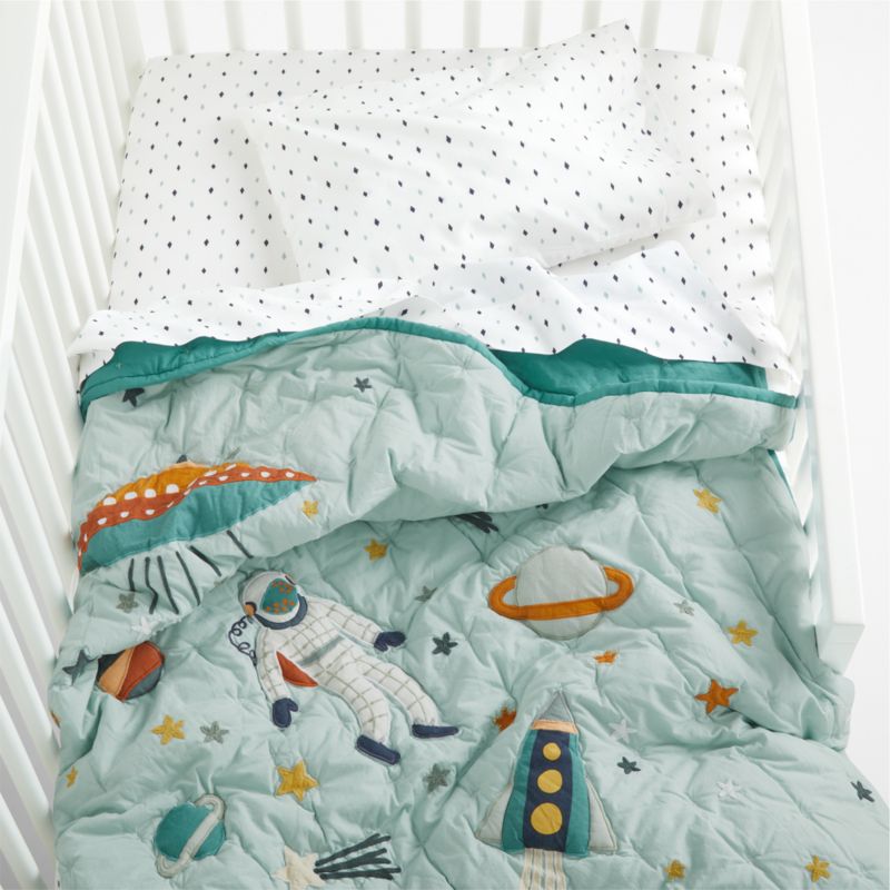 Space Party Organic Cotton Outer Space Baby Crib Quilt Crate Kids