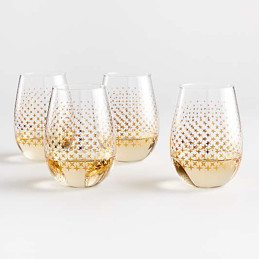 Sparkle Dot Stemless Wine Glasses, Set of 4