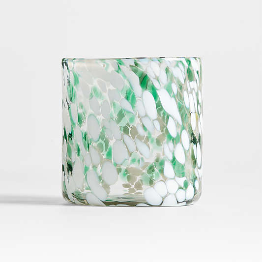 Green Speckled Glass Hurricane Candle Holder 4"