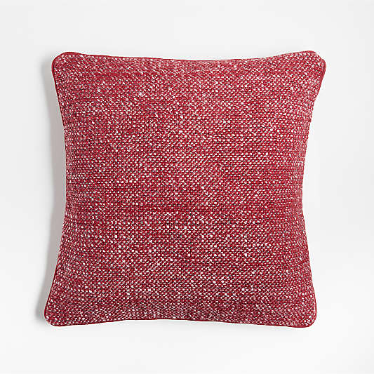 Luminous Red Speckled Weave 20"x20" Holiday Throw Pillow