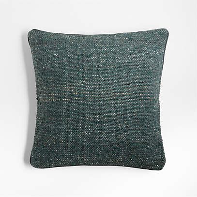 Spruce Green Speckled Weave 20x20 Holiday Throw Pillow with