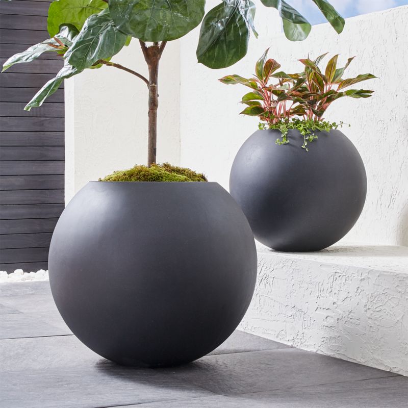 Sphere Small Dark Grey Indoor/Outdoor Planter 20" - image 4 of 15