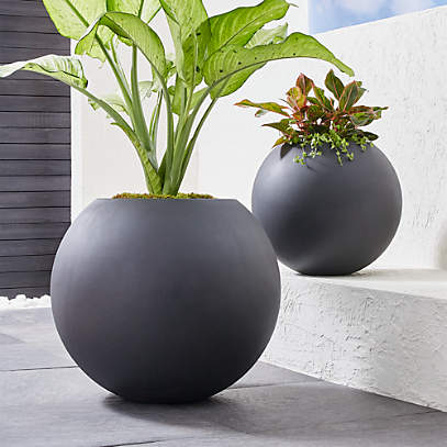 Sphere Dark Gray Indoor Outdoor, Large Outdoor Flower Pots Canada