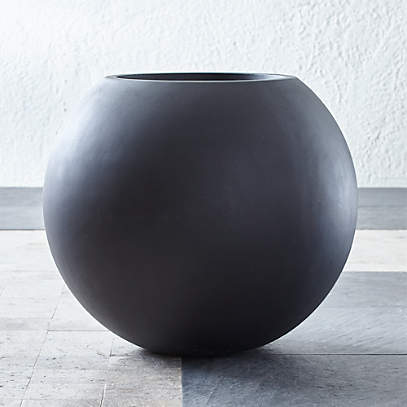 Sphere Large Dark Grey Indoor Outdoor, Large Outdoor Ceramic Planters Canada